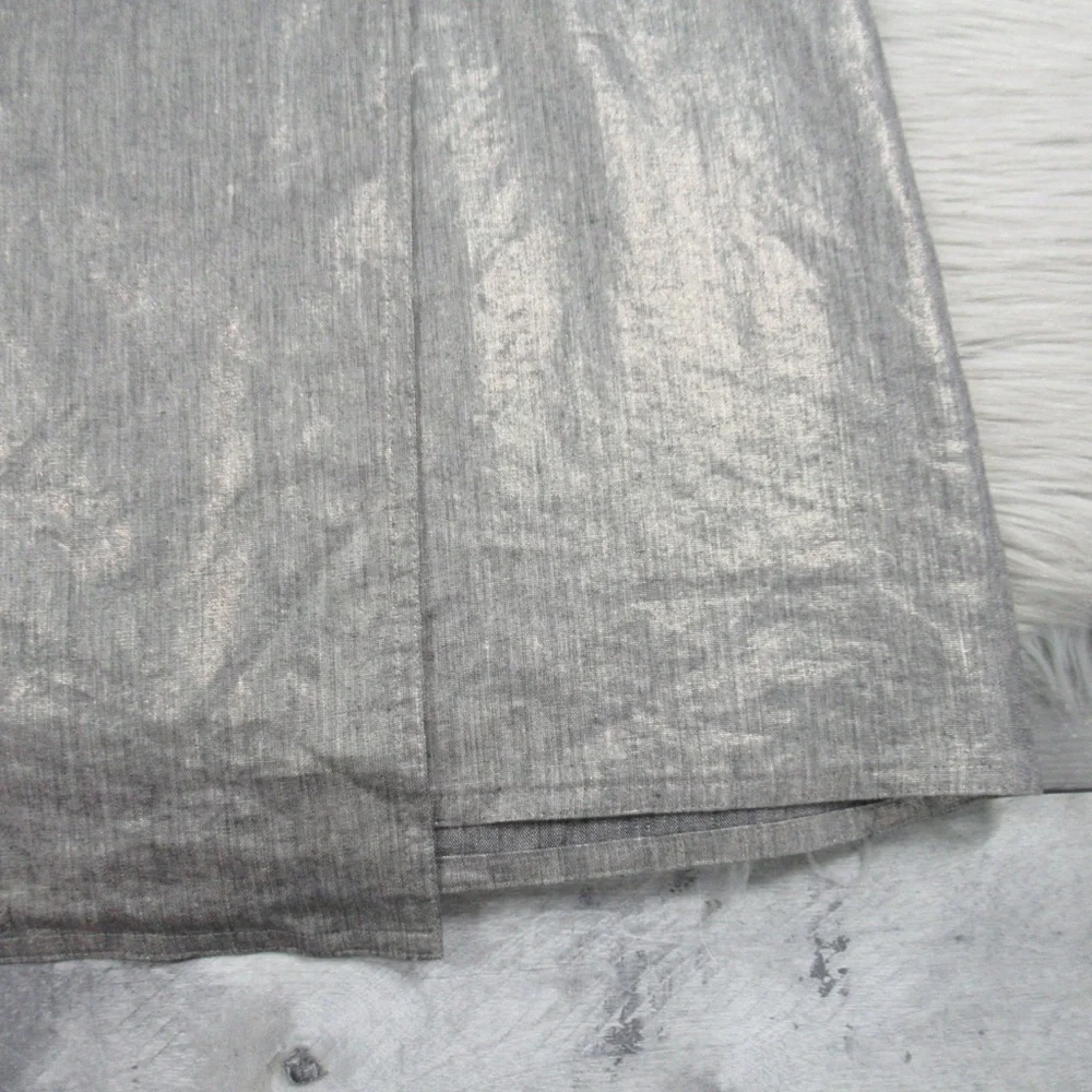 EILEEN FISHER Metallic Linen Faux-Wrap Skirt Silver Gray Women’s Size Large